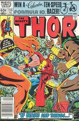 couverture, jaquette Thor 316  - Of Beasts and Things...Issues V1 (1966 à 1996) (Marvel) Comics
