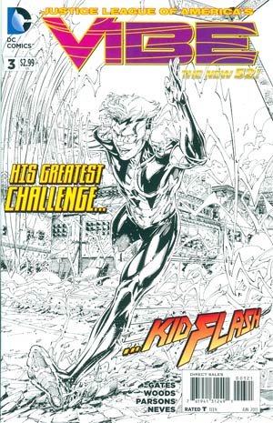 Justice League of America's Vibe 3 - Trial by (Flash) Fire (Black And White Variant)