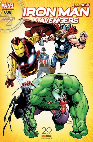 couverture, jaquette All-New Iron Man & Avengers 8  - Couverture 2/2 (Humberto Ramos, exclusivité Panini Comics 20 ans – tirage 50%)Kiosque (2016 - 2017) (Panini Comics) Comics
