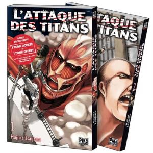 couverture, jaquette L'Attaque des Titans - Tomes 1 et 2Pack découverte (pika) Manga