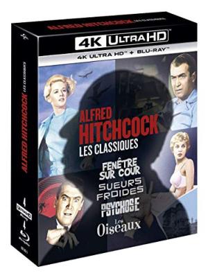  0 - Alfred Hitchcock, Les Classiques : Fenêtre sur Cour + Sueurs Froides + Psychose + Les Oiseaux [4K Ultra HD + Blu-Ray]