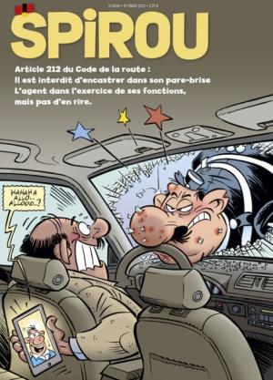 Spirou 4326 - Article 212 du code de la route : il est interdit d'encastrement dans son pare-brise l'agent dans l'exercice de ses fonctions, mais pas dans rire.