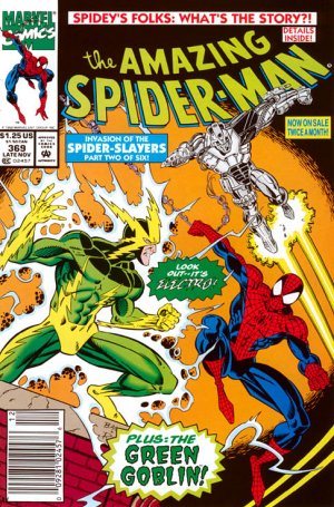 couverture, jaquette The Amazing Spider-Man 369  - Invasion of the Spider-Slayers, Part 2: Electric DoomIssues V1 (1963 - 1998) (Marvel) Comics