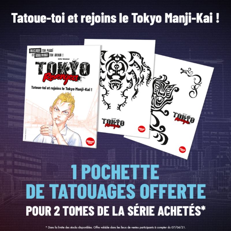 Des tatouages aux motifs de Tokyo Revengers chez Glénat ! 